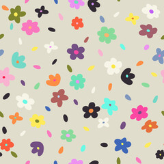 Colorful seamless pattern with little flowers.