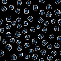 Line Manicure icon isolated seamless pattern on black background. Vector