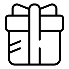 Happy gift box icon outline vector. Birthday present. Bow surprise