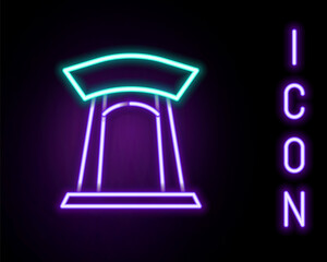 Glowing neon line Korean traditional gate icon isolated on black background. Colorful outline concept. Vector