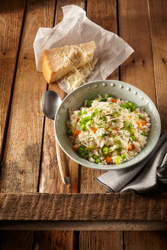 Italian Risi e bisi rice with peas