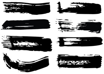 Grunge dry paint brush strokes, vector, isolated