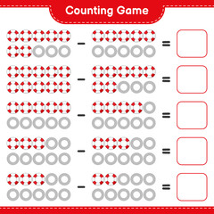 Counting game, count the number of Lifebuoy and write the result. Educational children game, printable worksheet, vector illustration