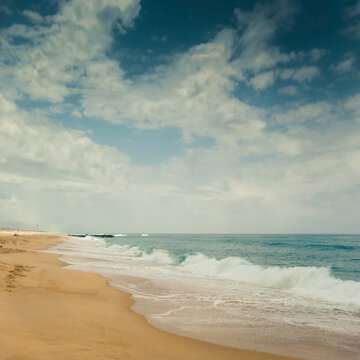 France, Nouvelle-Aquitaine, Contis, Clouds over Contis Plage beach