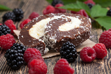 chocolate cake with creamy coconut filling