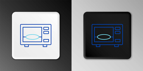 Line Microwave oven icon isolated on grey background. Home appliances icon. Colorful outline concept. Vector
