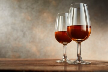 Studio shot of two glasses of sherry