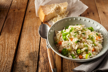Italian Risi e bisi rice with peas