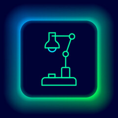 Glowing neon line Table lamp icon isolated on black background. Colorful outline concept. Vector