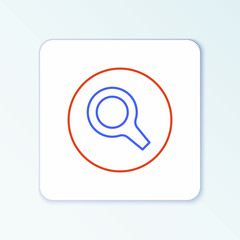Line Magnifying glass icon isolated on white background. Search, focus, zoom, business symbol. Colorful outline concept. Vector