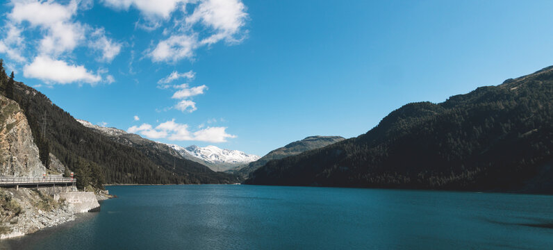 Switzerland, Grisons, Surses, Marmorera reservoir