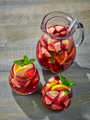 red sangria on wooden table