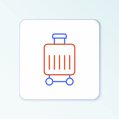 Line Suitcase for travel icon isolated on white background. Traveling baggage sign. Travel luggage icon. Colorful outline concept. Vector