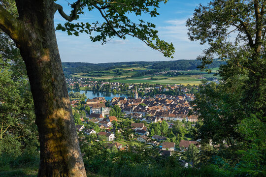 Switzerland, Canton of Schaffhausen, Stein am Rhein, View to old town