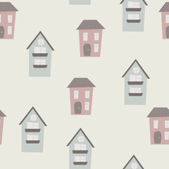 Vector seamless pattern with houses.