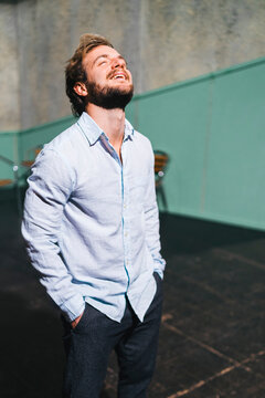 Portrait of rehearsing actor on theatre stage