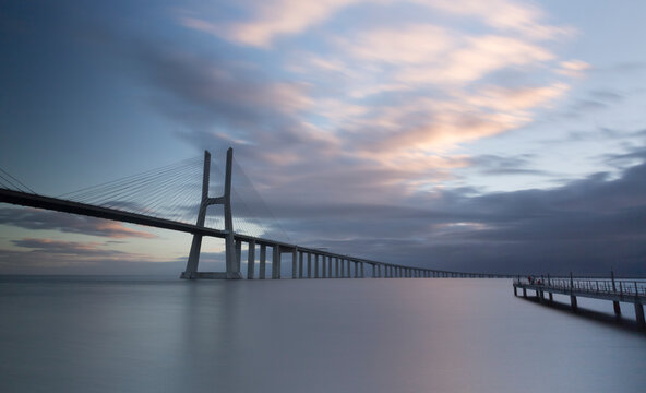Portugal, Lisbon, Vasco da Gama bridge in the morning