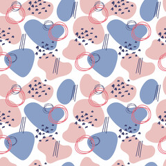 Abstract spots, circles and dots seamless pattern. Pebble vector background.