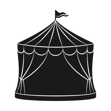 recommend clip art: Circus tent with flag for carnival or show in silhouette vector icon