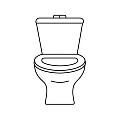 Bathroom toilet seat and toilet bowl in outline vector icon