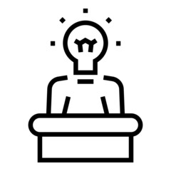 Seminar speaker icon outline vector. Presentation person. Corporate lecture