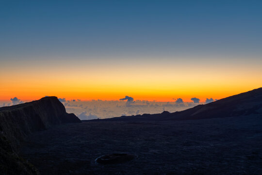 Reunion, Reunion National Park, Shield Volcano Piton de la Fournaise, View from Pas de Bellecombe, sunrise
