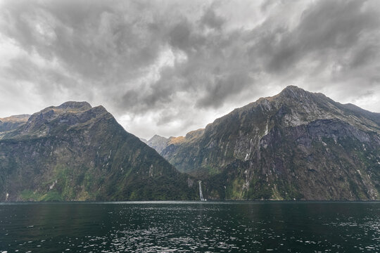 New Zealand, Oceania, South Island, Southland, Fiordland National Park, Milford Sound, Stirling Falls