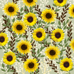 Sunflower Color Palette Pattern Yellow Green Brown