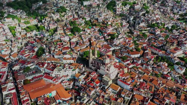 Aerial view of the town of Mexico in the mountain of Taxco