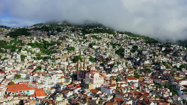 Aerial view of the town of Mexico in the mountain of Taxco