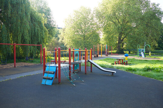 UK, England, London, Jungle gym in empty playground
