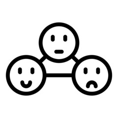 Feedback group icon outline vector. Sad emoji. Bad level