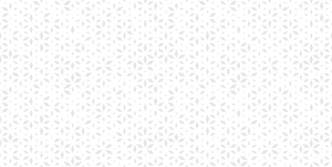 Subtle vector seamless pattern with small diamond shapes, floral silhouettes. Modern minimalist white and gray background with halftone effect, randomly scattered shapes. Simple trendy geo design
