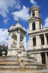 Fototapeta na wymiar Saint Sulpice fountain in Paris, France