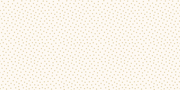 Golden polka dot vector seamless pattern. Small gold circles on white background. Subtle abstract minimal texture. Luxury repeat design for prints, cover, fabric, wrapping, wallpaper, decor, website