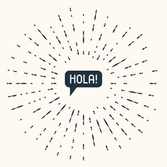 Grey Hola in different languages icon isolated on beige background. Speech bubbles. Abstract circle random dots. Vector © vector_v