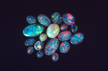 Black opals from Coober Pedy South Australia.