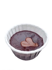 Chocolate cup cake isolated on white background