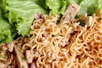 Fried instant noodle spicy Asia street food