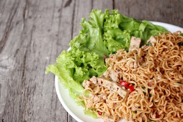 Fried instant noodle spicy Asia street food