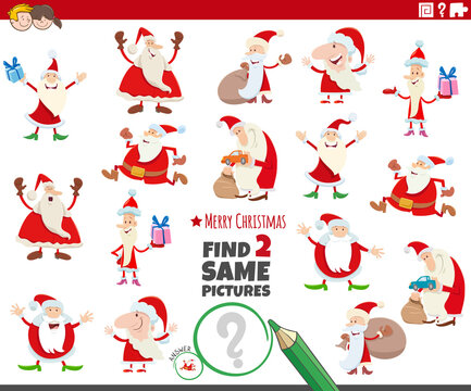 find two same Santa Claus characters educational game