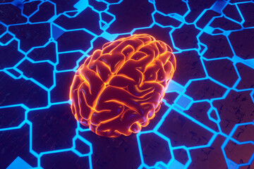 3D rendered illustration of brain on circuit board symbolizing machine learning algorithms
