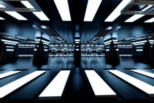 Three dimensional render of futuristic interior