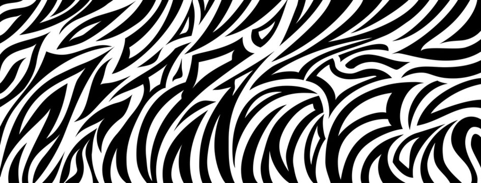 Abstract background with striped zebra skin in black and white colors
