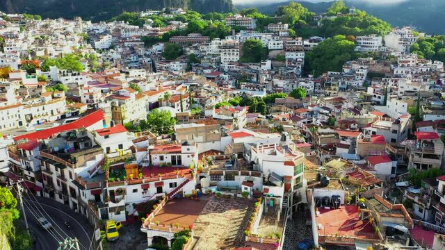 Aerial view of the town of Mexico in the mountain of Taxco