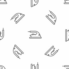 Grey line Electric iron icon isolated seamless pattern on white background. Steam iron. Vector