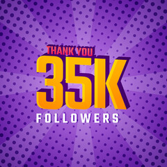 Fototapeta na wymiar Thank You 35 k Followers Card Celebration Vector. 35000 Followers Congratulation Post Social Media Template.