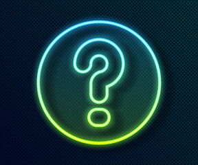 Glowing neon line Speech bubbles with Question icon isolated on black background. FAQ sign. Chat speech bubble and chart. Vector