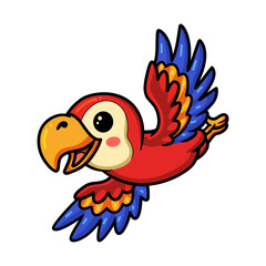 Cute little parrot cartoon flying