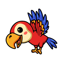 Cute red little parrot cartoon